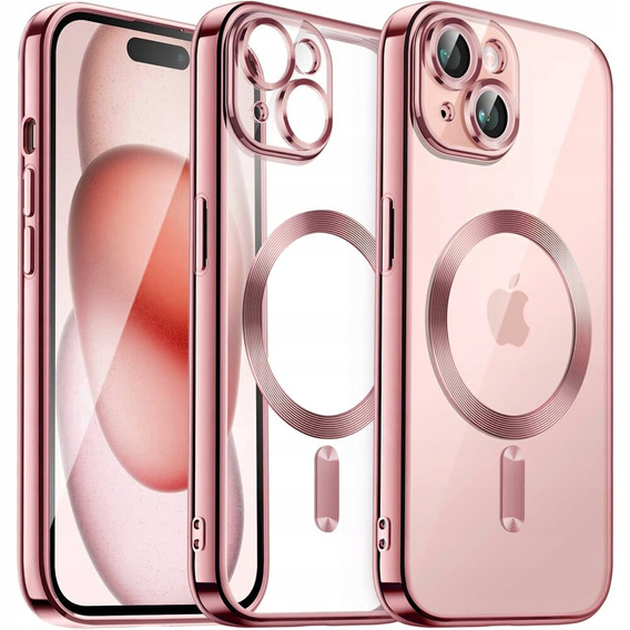 Case for iPhone 15, Electro MagSafe, pink + Screen Glass