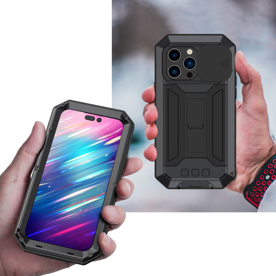 Armored case for iPhone 14 Pro, R-JUST CamShield Slide, black
