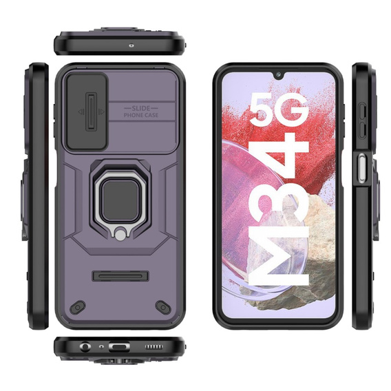 Case for Samsung Galaxy M34, KickStand Camera Lens, purple