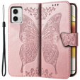 Flip case for Motorola Moto G73 5G, Butterfly, pink rose gold