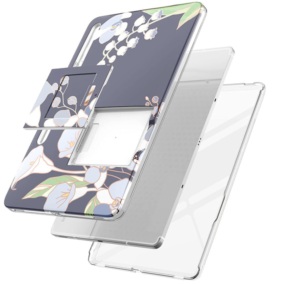 Case for Samsung Galaxy Tab S7 FE, Suritch Full Body Flowers, grey