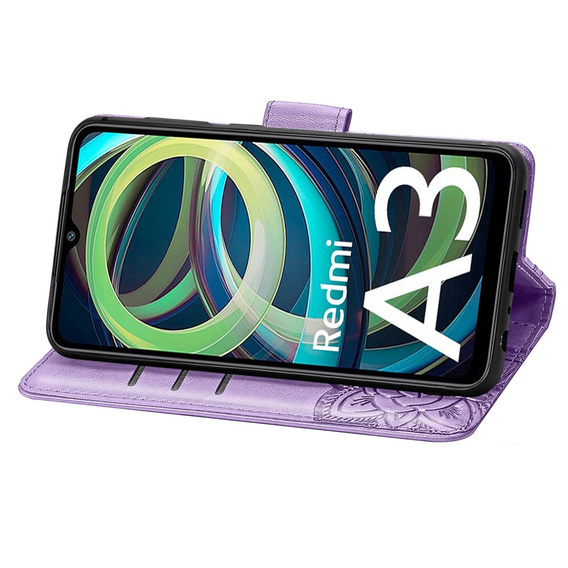 Flip case for Xiaomi Redmi A3, Butterfly, purple