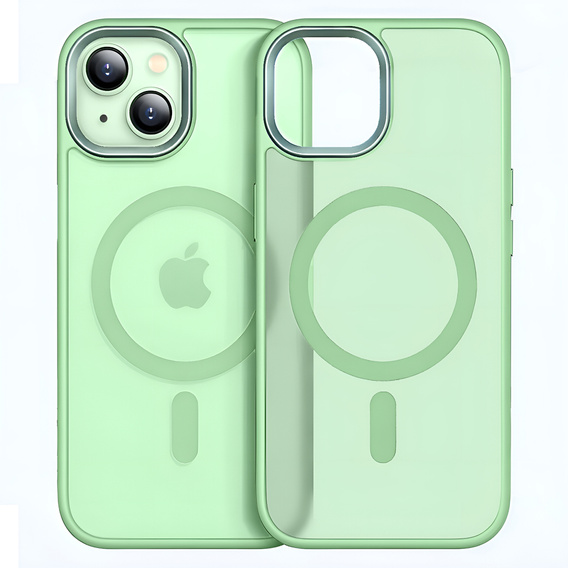 Case for iPhone 15, for MagSafe, ERBORD Matt Case, green + Screen Glass