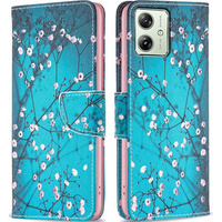 Flip case for Motorola Moto G54 5G, Wallet, sakura, blue