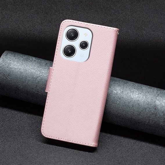 Flip case for Xiaomi Redmi 12 4G, Wallet Litchi Magnet, pink rose gold