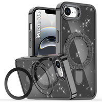 Case for iPhone 16e, Glittery Magnetic Kickstand, black