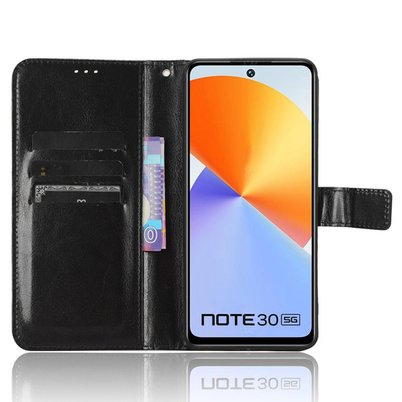 Flip case for Infinix Note 30, Crazy Horse Wallet, black
