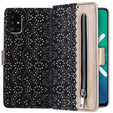 Flip case for Samsung Galaxy A51 5G, Wallet Pocket Zipper Lace, black