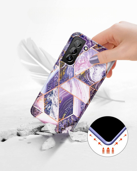 Case for Samsung Galaxy S22, Suritch Full Body Marble, purple