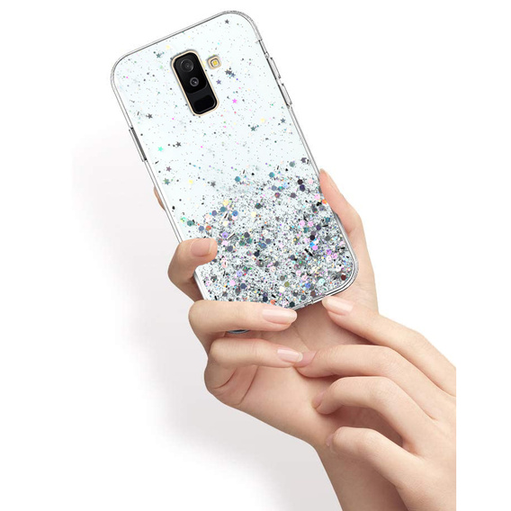 Case for Samsung Galaxy A6 Plus 2018, Glittery, transparent