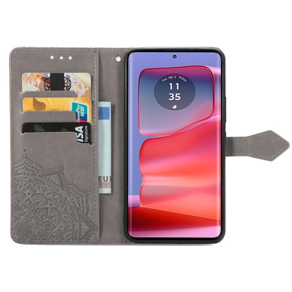 Flip case for Motorola Edge 50 Pro, Mandala, grey