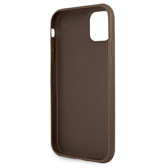 GUESS Case for iPhone 11, 4G Big Metal Logo, brown
