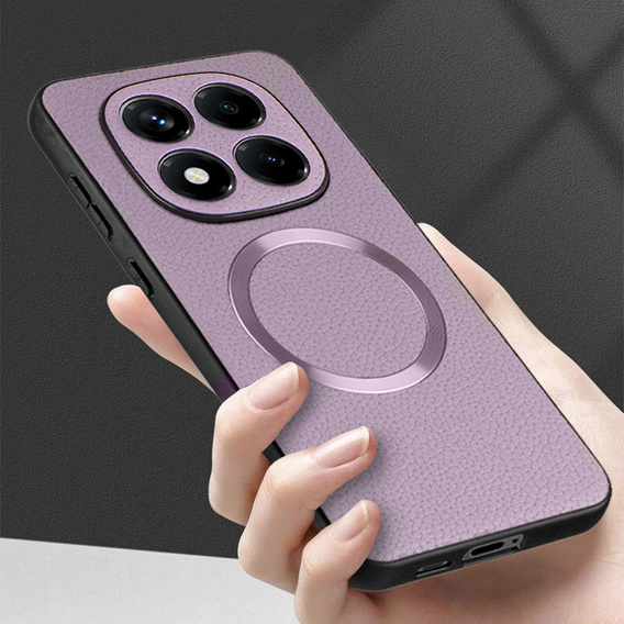 Case for Xiaomi Redmi Note 14 Pro 5G, Leather Hybrid MagSafe, purple