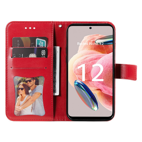 Flip case for Xiaomi Redmi Note 12 4G, Mandala Flower, red