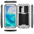 Armored case for Samsung Galaxy S23, R-JUST CamShield Slide, silver / black