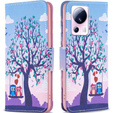 Flip case for Xiaomi 13 Lite, Wallet, tree & owls, blue