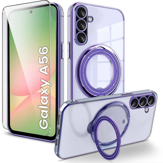Magnetic Case for Samsung Galaxy A56, for MagSafe, purple + 9H Glass