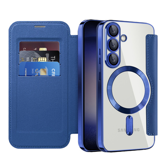 Flap case for Samsung Galaxy A17 5G, RFID Wallet, for MagSafe, transparent / navy blue