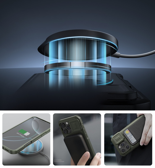 Armored case for iPhone 16 Pro Max, Dexnor CamProtect MagSafe, green