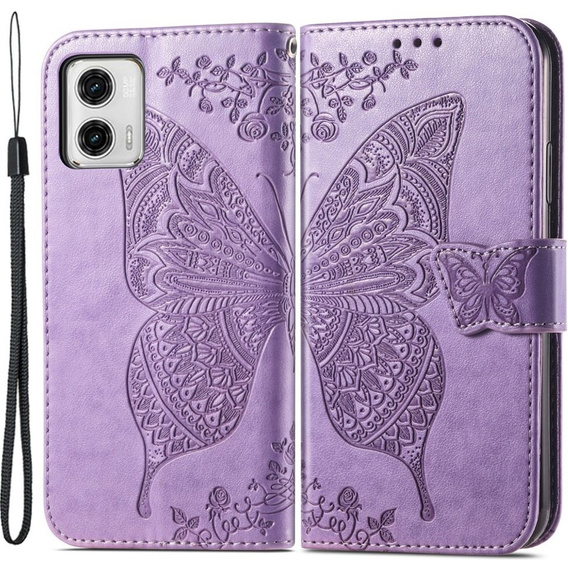 Flip case for Motorola Moto G73 5G, Butterfly, purple