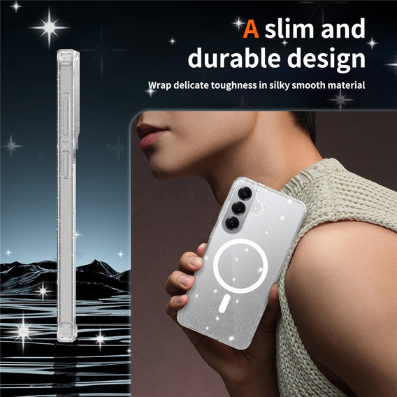 Glitter case, for MagSafe for Samsung Galaxy S26 Plus, transparent