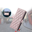 Flip case for Samsung Galaxy S25, Rhombus Crossbody Leather, pink rose gold