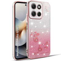 Case for Motorola Moto G56 5G, Glitter Flower, pink rose gold