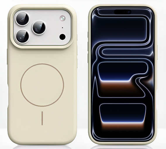 Silicone case for iPhone 17 Pro Max - compatible with MagSafe, anti-shock, beige