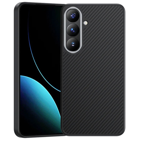 BENKS Kevlar Case for Samsung Galaxy S25, for MagSafe, Carbon Fiber, black