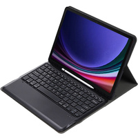Case + keyboard Samsung Galaxy Tab S9+, Leather Pen Slot, black