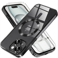 Case for iPhone 15, Electro MagSafe, black + Screen Glass