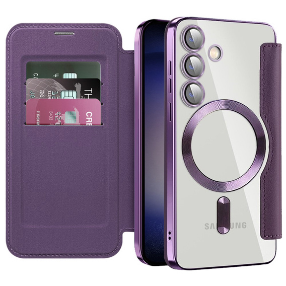 Flip case for Samsung Galaxy S24+ Plus, RFID Wallet MagSafe CamShield, purple