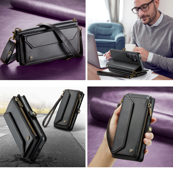 CASEME RFID Leather Wallet Case for Samsung Galaxy S26 Ultra, black