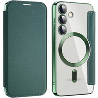Flip case for Samsung Galaxy S24, RFID Wallet MagSafe CamShield, green