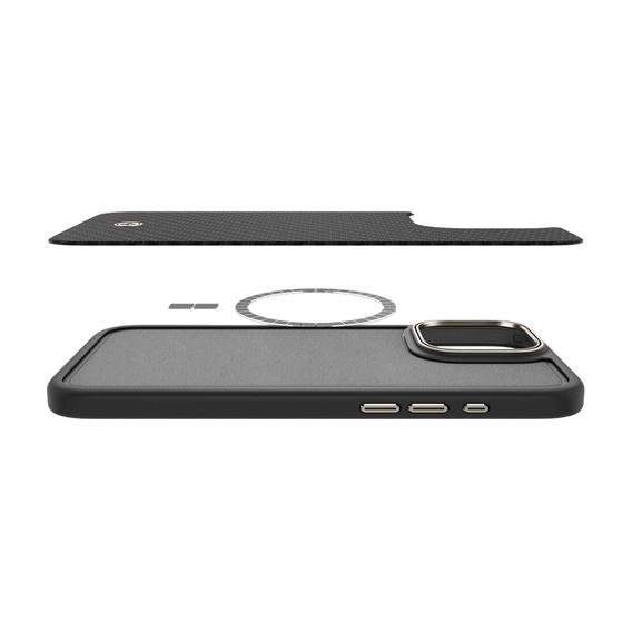 Spigen Case for iPhone 16 Pro Max, Enzo Aramid MagSafe, carbon black + 9H Tempered Glass