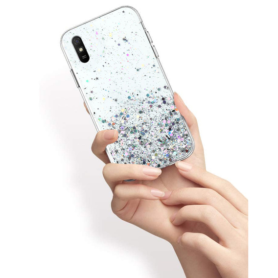 Case for Xiaomi Redmi 9A, Glittery, transparent