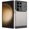 Case for Samsung Galaxy S24 Ultra, ERBORD MagProtect Slide Camera, gray gunmetal