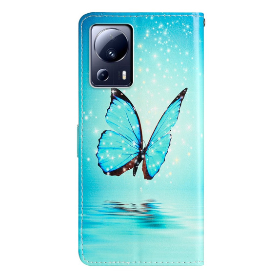 Flip case for Xiaomi 13 Lite, Wallet, butterfly, blue