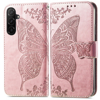 Flip case for Samsung Galaxy A26, Butterfly, pink rose gold