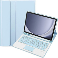 Case + keyboard Samsung Galaxy Tab A9+, Leather Pen Slot TouchPad, light blue