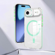 Case for iPhone Air, for MagSafe, with stand, transparent with green inserts