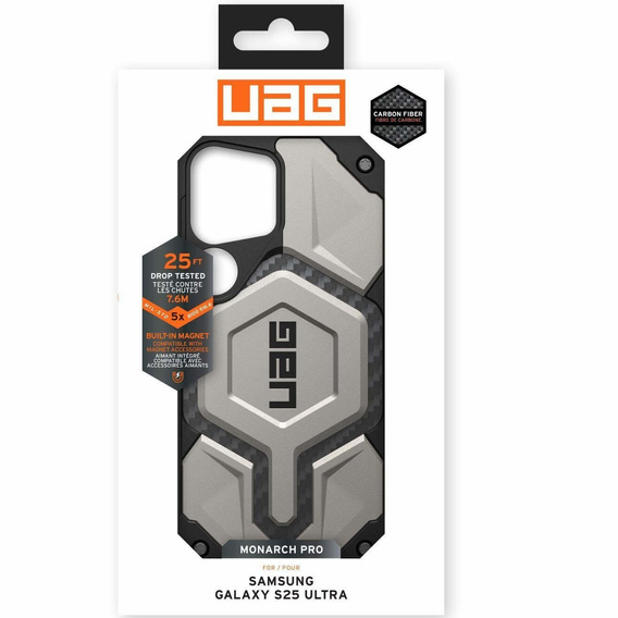 Urban Armor Gear case for Galaxy S25 Ultra, Monarch Pro MagSafe, grey