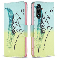 Flip case for Samsung Galaxy A55 5G, Wallet, Feather, blue