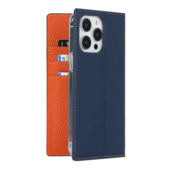 Flip case for iPhone 14 Pro, Litchi Skin Grain, dark blue