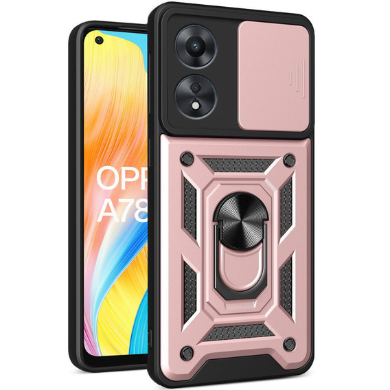Case for Oppo A78 4G, CamShield Slide, pink rose gold