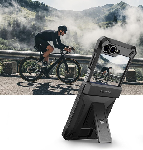 Armored Case for Samsung Galaxy Z Flip7 FE / Z Flip6, Dexnor Clip Holder, black