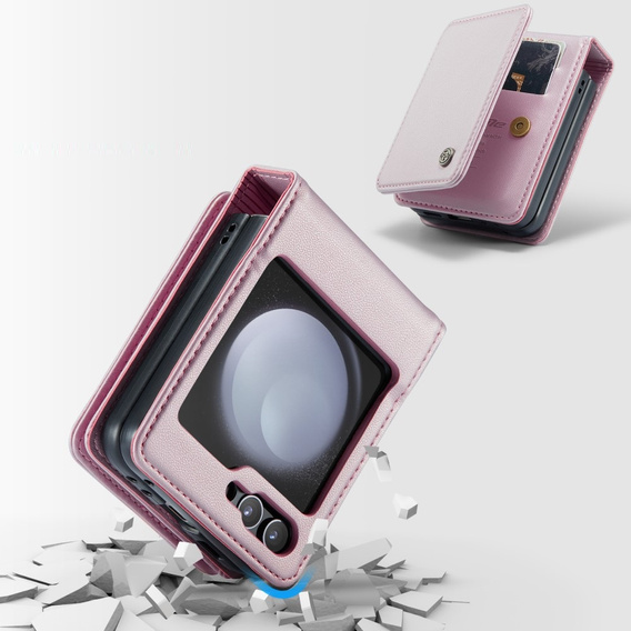 CASEME flip case for Samsung Galaxy Z Flip5 5G, Litchi Wallet, pink