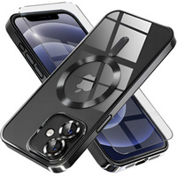 Case for iPhone 12, Electro MagSafe, black + Screen Glass