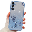 Case for Samsung Galaxy A15, Glitter Flower, blue + 9H glass