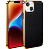 Case for iPhone 14 Plus, Cowhide Leather, black